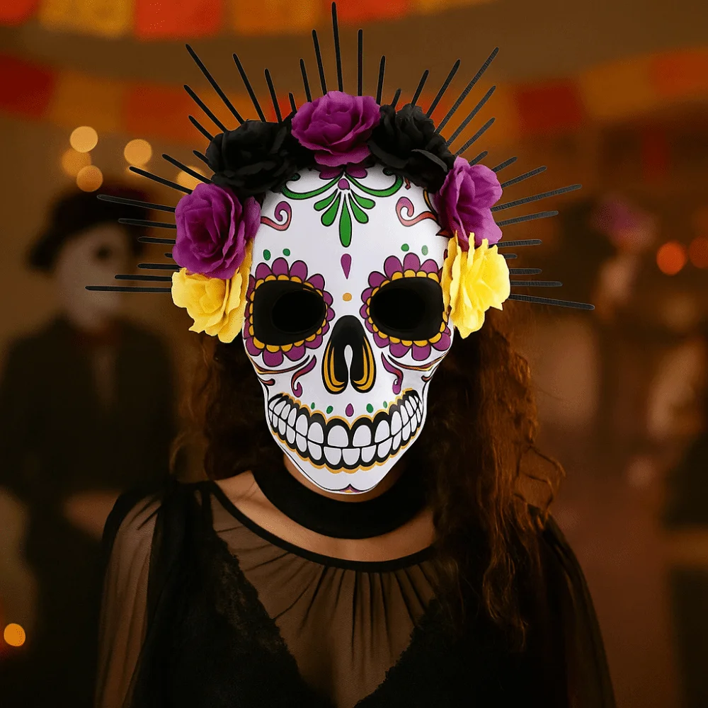 Halloween Mexican Day of The Dead Mask EVA Eye Mask Halloween Party Mask Headwear Three-dimensional Skull Mask