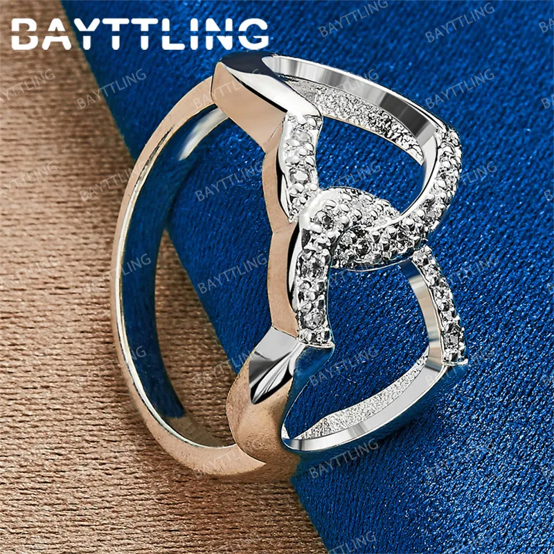 

Luxury 925 Sterling Silver 7/8/9/10 Exquisite Double Heart Butterfly Ring for Women Charming Fashion Gift Accessory