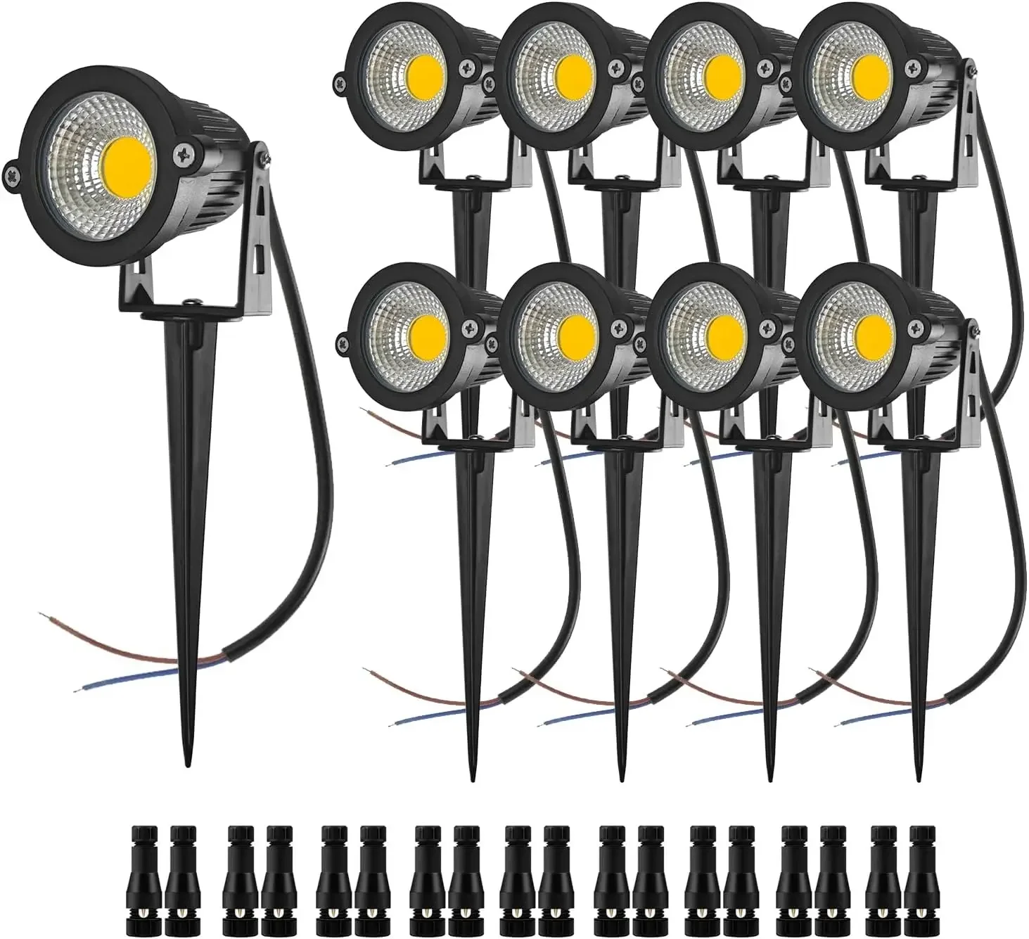 6-16 Pack 5W Low Voltage Landscape Lights 12V/24V with Connectors Waterproof Outdoor Spotlights for Trees Pathway Lawn Yard Deco
