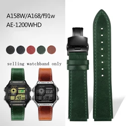 New Retro Genuine Leather Watchband for Casio A158W/A168 / F91W / AE-1200WHD /A158/A159/A169/AE1200 Vintage Watch Bracelet Strap