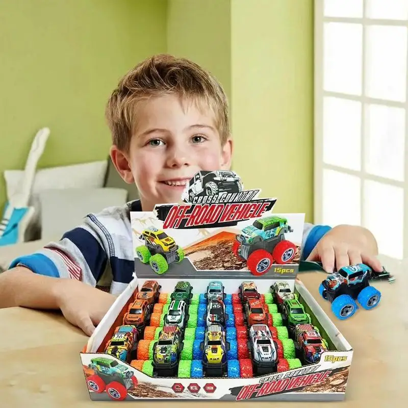 Pull Back Race Car 15PCS Set Friction Powered Toy Vehicles for Kids Boys Girls Toddler Party Favors Birthday Children's Day Gift