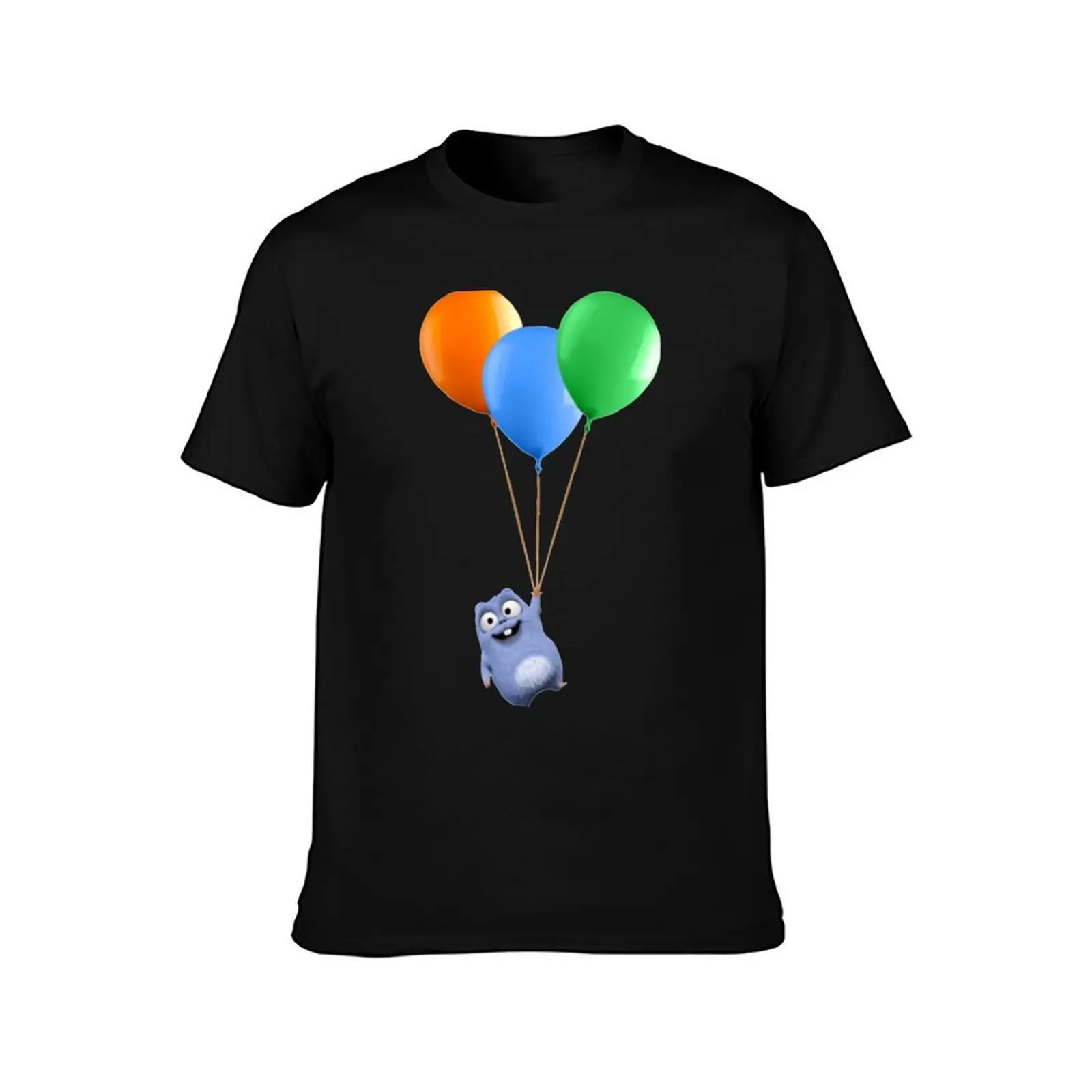 Lemming balloon T-Shirt, Summer Casual Cotton Tee, Oversized Streetwear Tops, Vintage Graphic Print, Loose Fit Short Sleeve