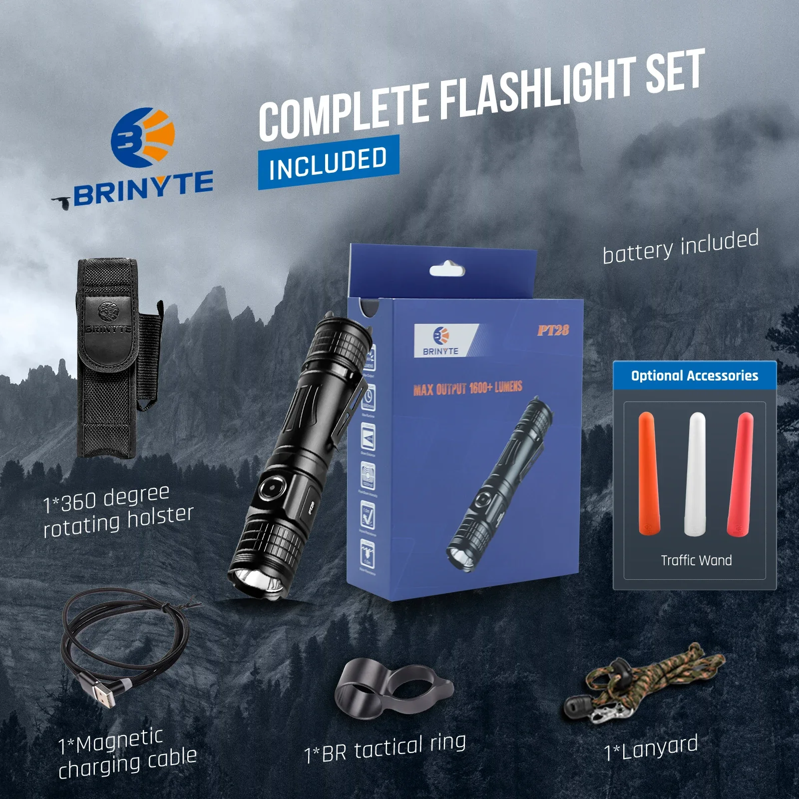 Brinyte PT28 Palm Sized Magnetic Charging Self Defense Stick Tactical  Led Flashlights Torches Linternas