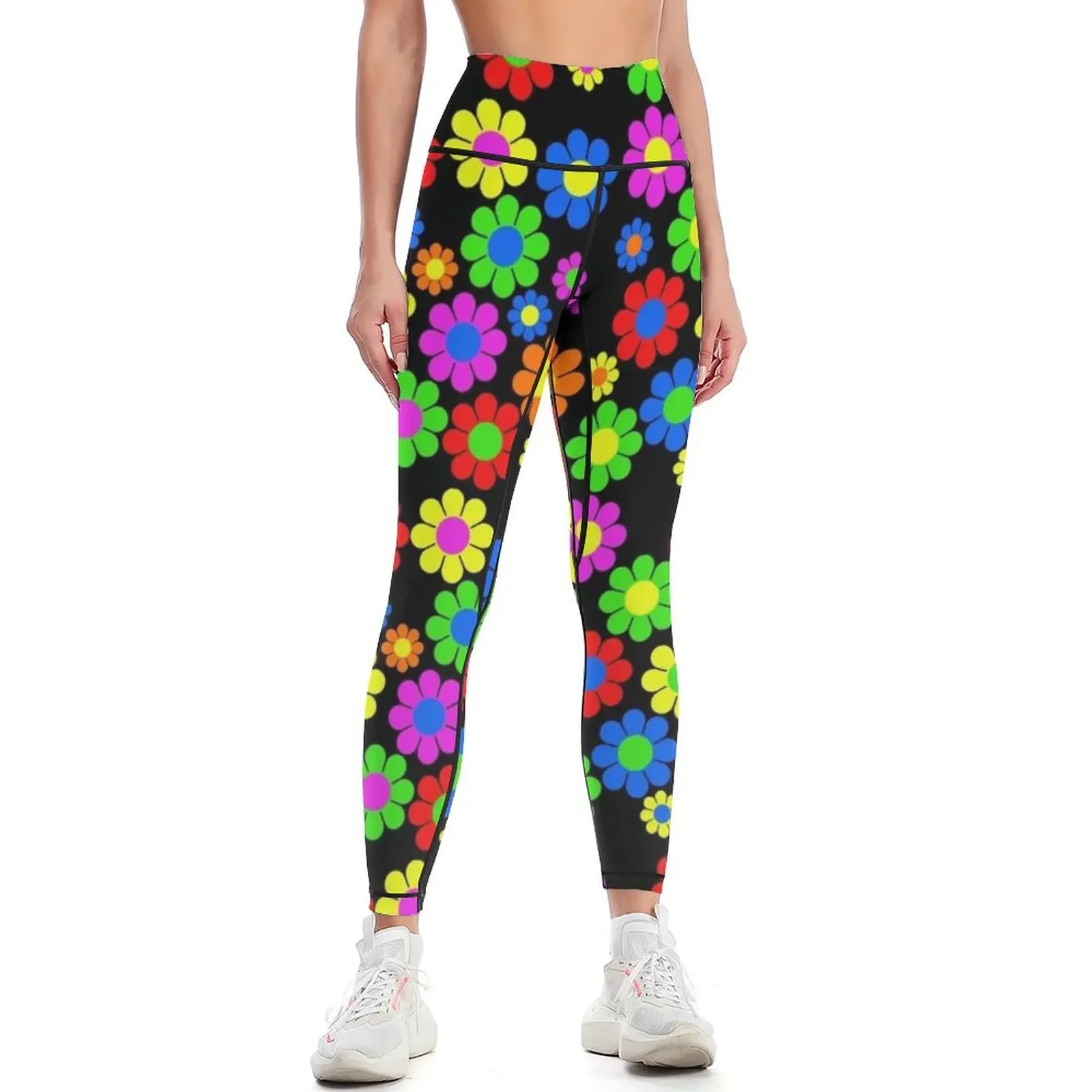 

Hippy Flower Daisy Spring Pattern Leggings gym's sportswear sporty woman gym gym clothing Fitness woman Womens Leggings