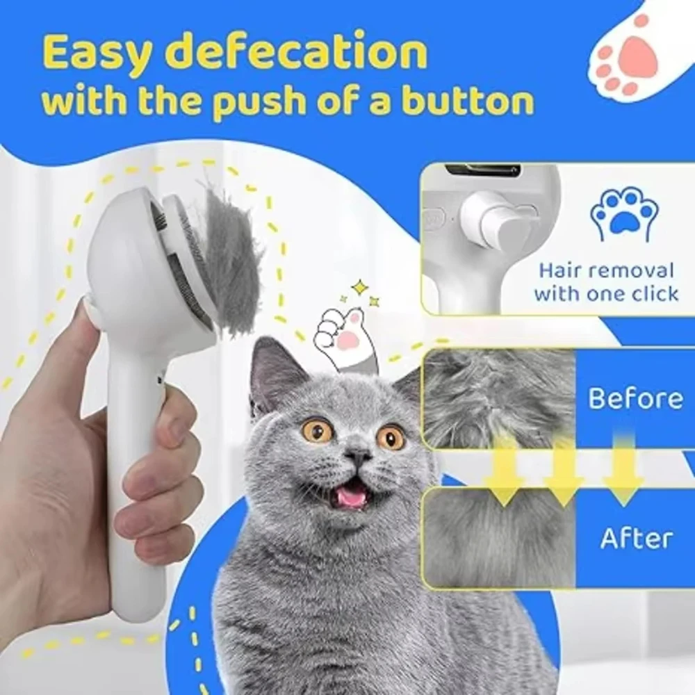 3-in-1 Dog Hair Brush Cat Hair Brush Electric Pet Cleaning Brush Steam Spray Brush Massage Hair Removal Comb anti-Tangle Brush