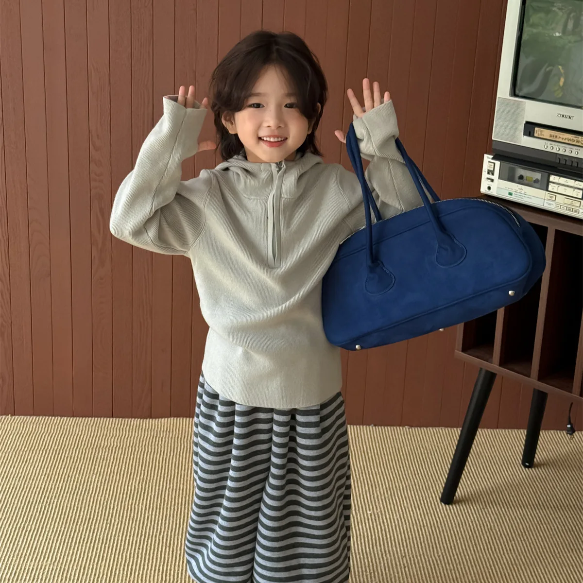 

Children's and Boys' Sweaters 2025 Autumn and Winter New Thickened Pinstriped Hooded Sweaters Versatile Casual