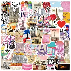 10/50PCS Romantic Paris Eiffel Tower Landscape Stickers Travel Graffiti Decals DIY Motorcycle Phone Luggage Guitar Car Sticker