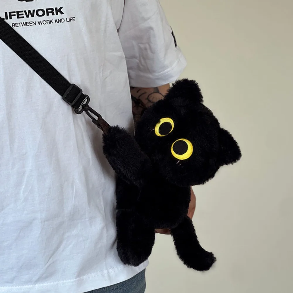

Kawaii Siamese Cat Shoulder Bag Soft Stuffed Animal Animal Lamb Crossbody Bag Lightweight With Detachable Strap