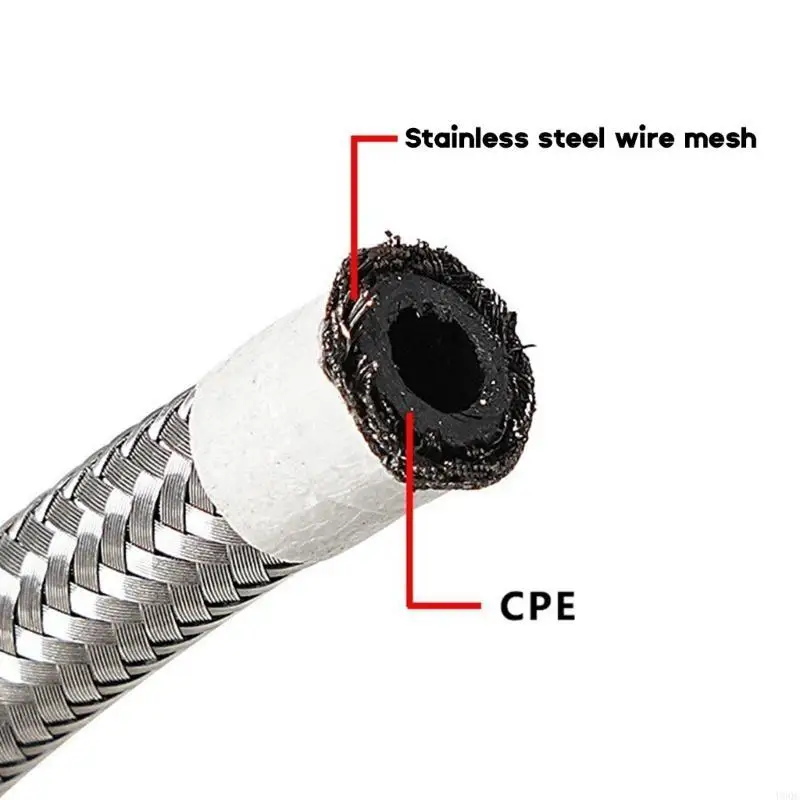AN4-AN12 Black Smooth Nylon Stainless Steel Hose Oil Gas Cooler Hose Pipe New