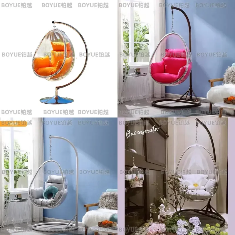 Nordic Transparent Acrylic Bubble Chair Hanging Hemispherical Swing Seat for Balcony Indoor Outdoor Adult Relaxation Space