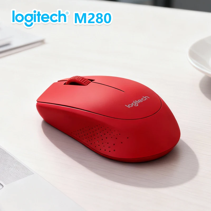 ماوس لاسلكي أصلي من Logitech M280، جهاز استقبال نانو 2.4 جيجا هرتز، تتبع بصري 1000 نقطة في البوصة، قبضة مريحة لأجهزة الكمبيوتر المحمول المكتبية والمنزلية