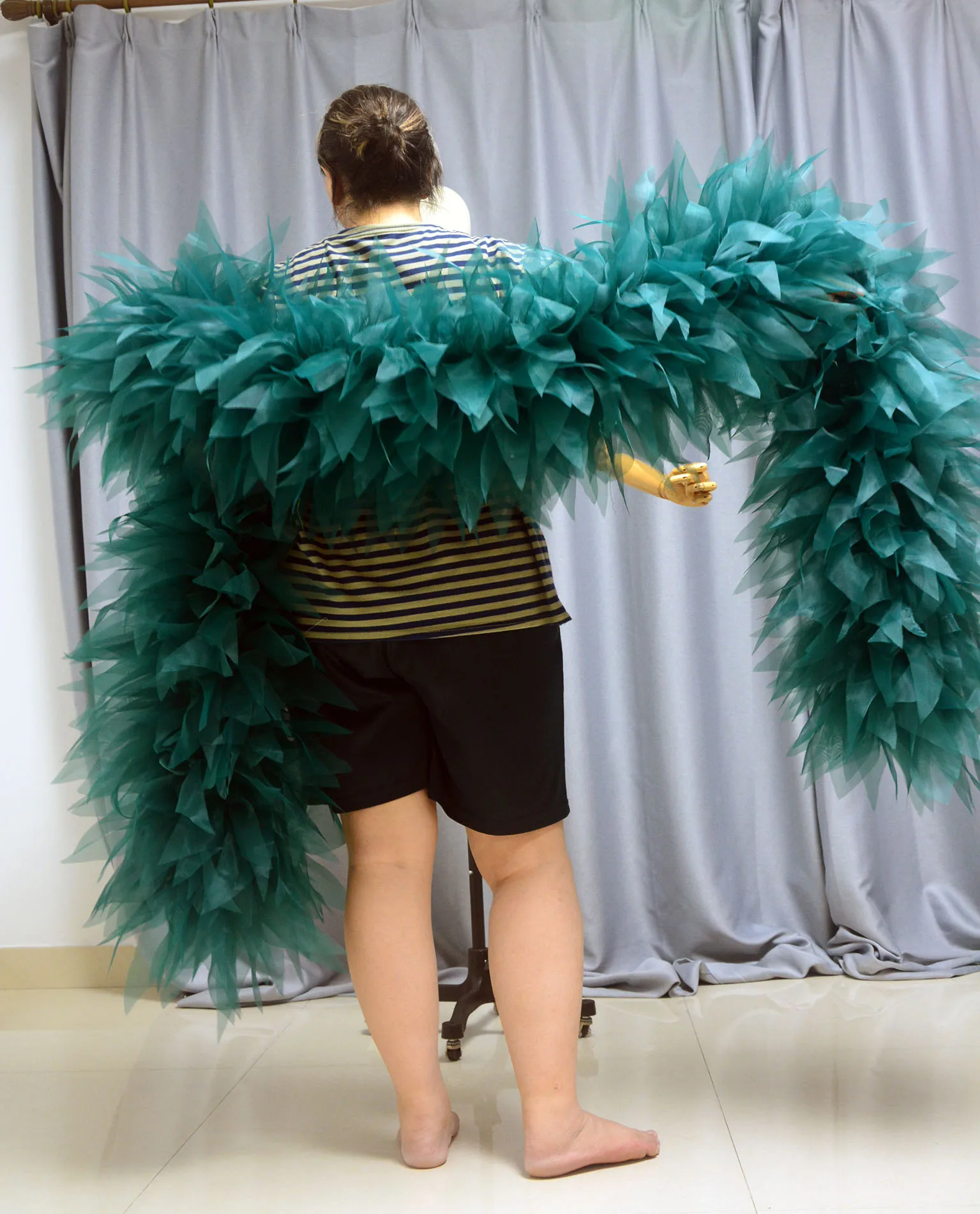 Fashion Stage Ball Party Club Bridal Organza Boa Ruffle Shawl Wrap Custom Color Wedding Accessories Cape Drag Queen Boa