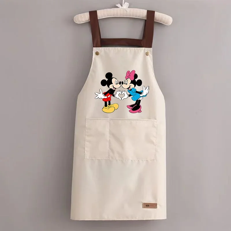 Disney Mickey Mouse Minnie Apron Kitchen Pinny Restaurant Waterproof Apron Home Pinafore Anti-dirty Baking BBQ Cloth Accessories