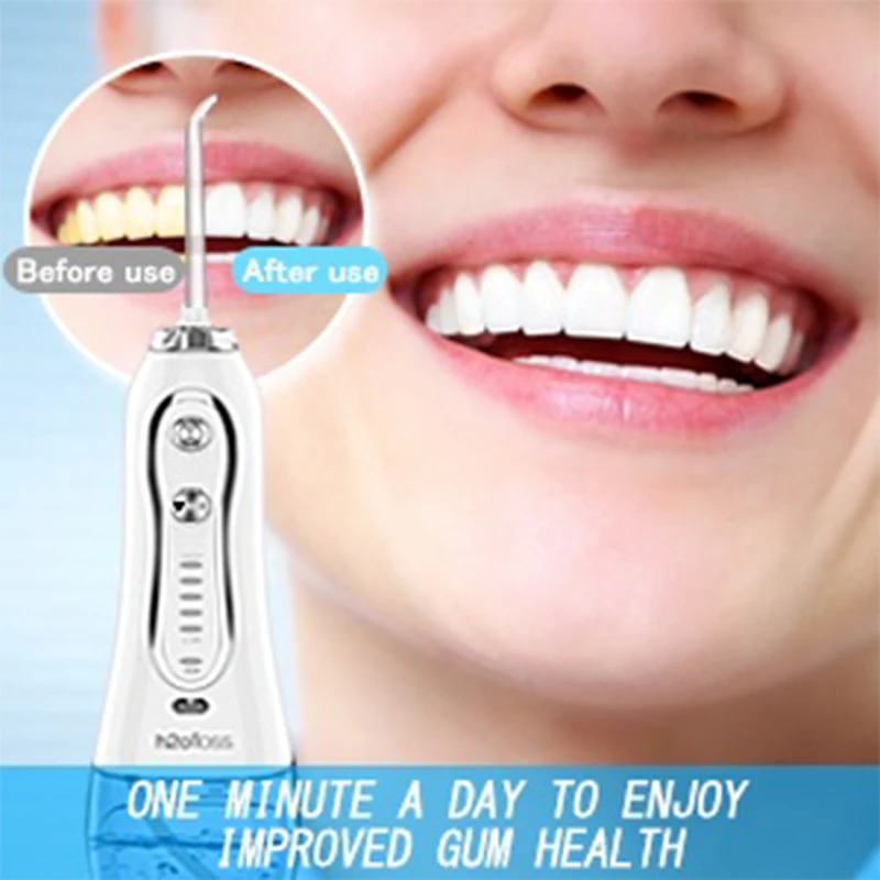 H2ofloss Water Dental Flosser Portable Oral Irrigator Rechargeable Teeth Clean for Home and Travel 5 Modes Braces Waterproof