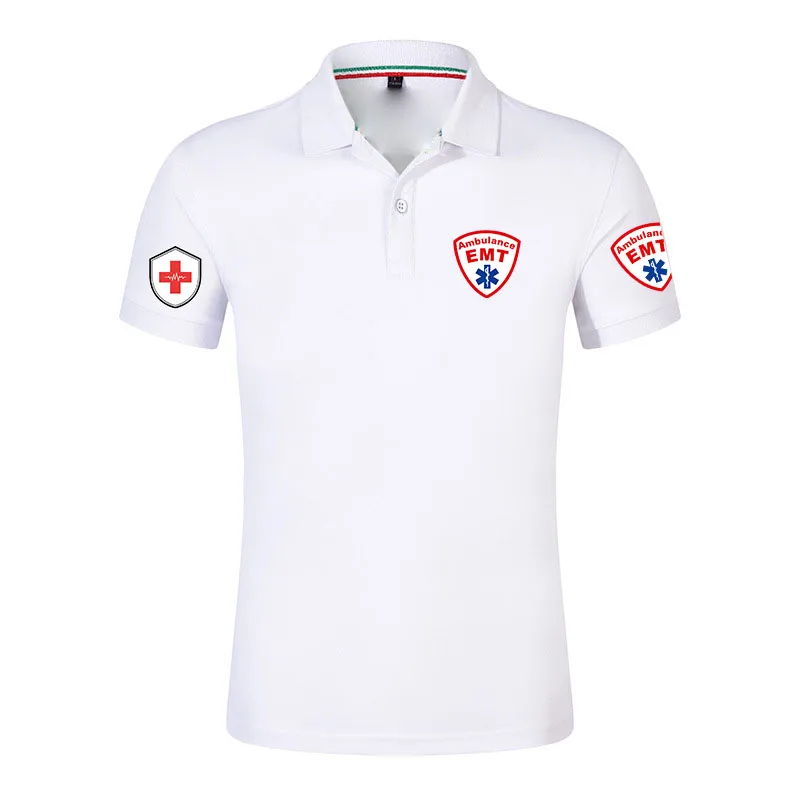 Camiseta Deportiva Casual Transpirable para Hombre, con Logotipo de Ambulancia de Emergencia EMT, Color Sólido, Estilo Polo Chino, Verano 2026