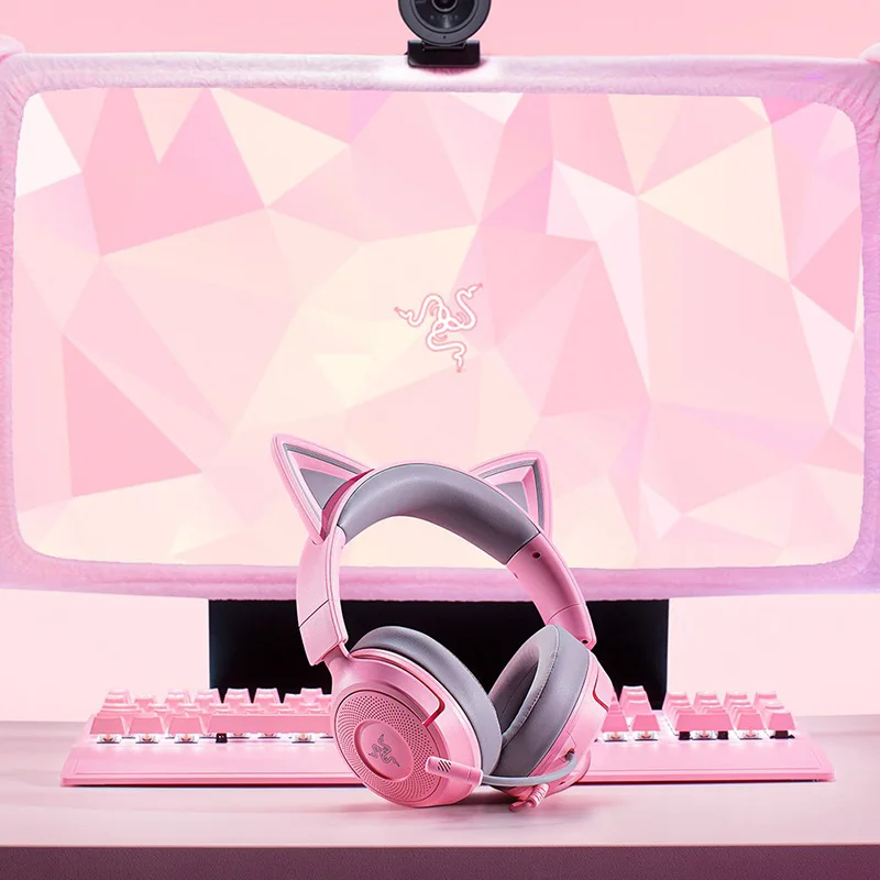 سماعة الألعاب السلكية Razer Kraken Kitty V3 X - ميكروفون قلبي HyperClear - محركات 40 مم - صوت محيطي 7.1 - وسائد أذن مريحة