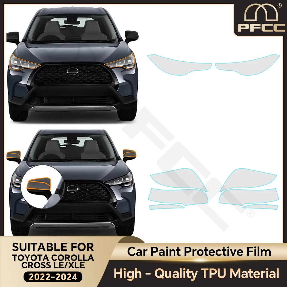 

Headlight Rearview Film for Toyota Corolla Cross LE/XLE 2022-2024 Car Paint Protection Film TPU Pre-cut Anti-scratch Transparent