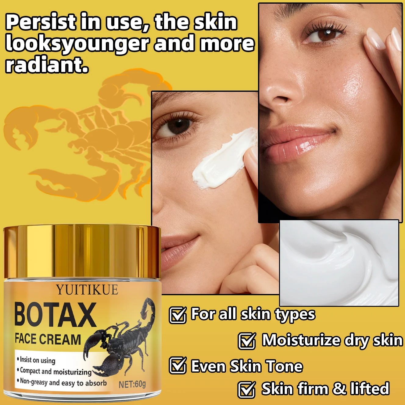 BOTAX Anti-Wrinkle Face Cream 60g - Targets Frown Lines, Crow's Feet, Nasolabial & Puppet Lines, Creamy & Non-Greasy view 6