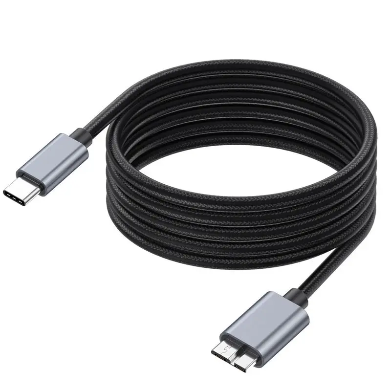 Metal Shell With Cotton Mesh USB3.1 Type-C to Micro B 3.0 Hard Drive, Computer Data Charging Cable 5V 3A 5GB Transmission Speed