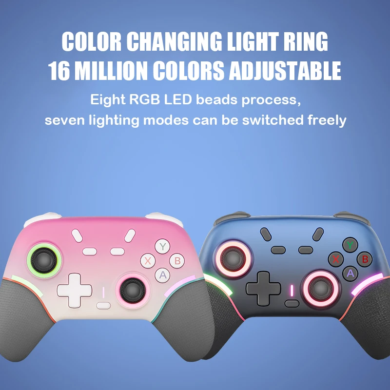 وحدة تحكم لاسلكية RGB لجهاز نينتندو سويتش 2/ OLED/ Lite/ PC/Android Gamepad PC Joystick Control مع وظيفة Turbo