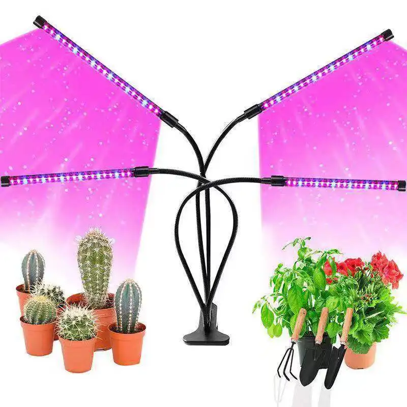 Clip Plant Lamp Four-Head Plant Growth LampUSB Timing Dimming Full Spectrum Grow Light