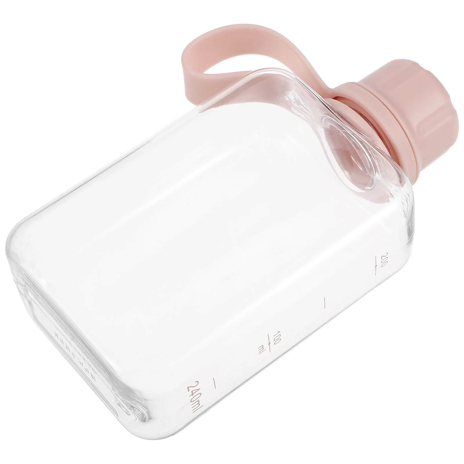 

240Ml Portable Water Bottle Reusable Leakproof Slim Plastic Flask For Travel Hiking Camping Purse Fit Flat Design Pink