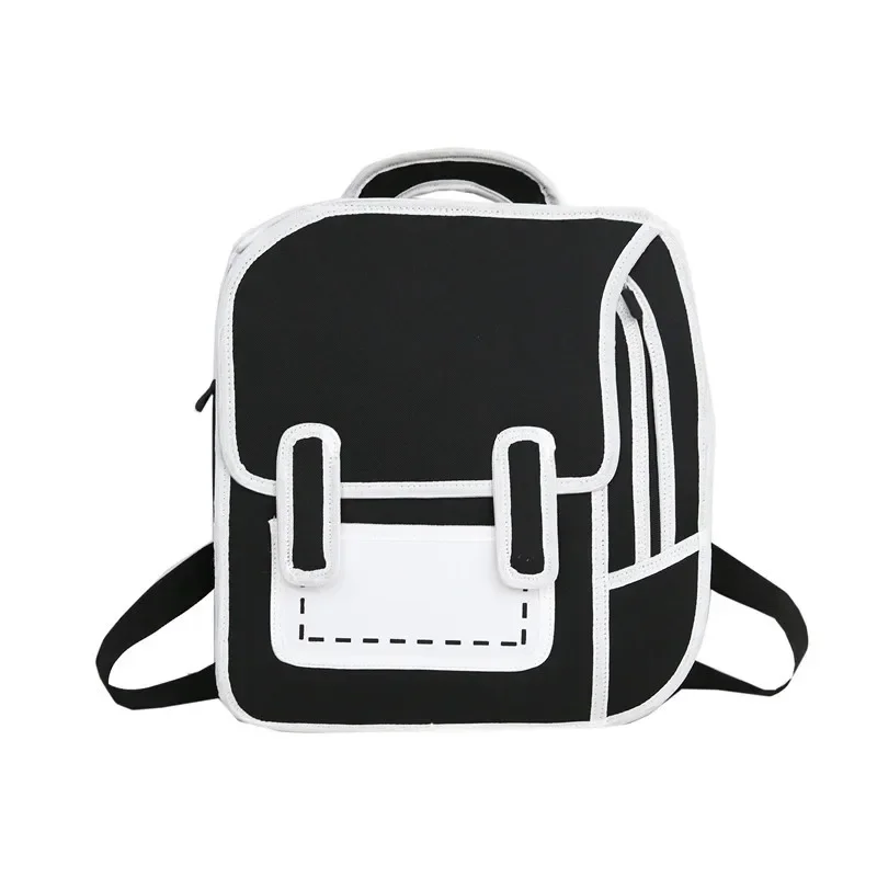 Creative Comic Bookbag Adjustable Strap Book Storage Lightweight 2D Comic Student Bag Teenager Daypack School Backpack