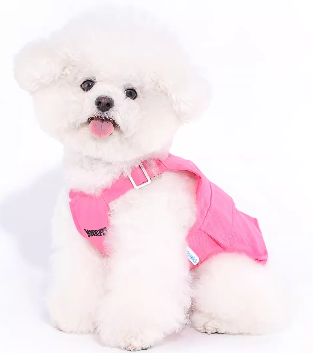 Mookipet-Pink Work Vest for Pets, Puppy Clothes, Small and Medium Dog, Chihuahua, French Bulldog, Summer Clothing, 2022