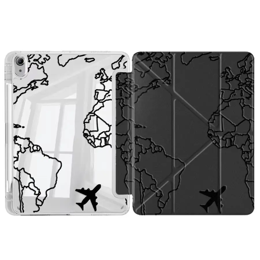 

Чехол-подставка World Travel Lines для планшетов iPad Mini 6, 7, Air M3, M4, M2, Air 1, 2, 4, 5, Pro 10-го, 9-го, 8-го, 7-го поколений, Pro 11-го поколения