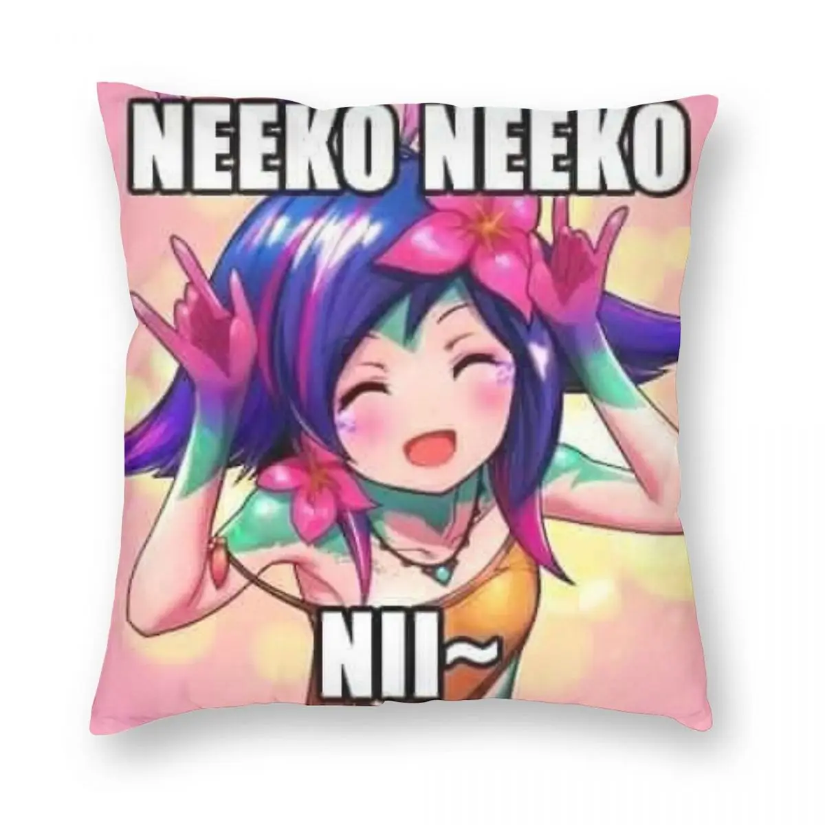 League Of Legends Neeko NII Square Pillowcase Polyester Linen Velvet Creative Zip Decorative Pillow Case Sofa Cushion Cover