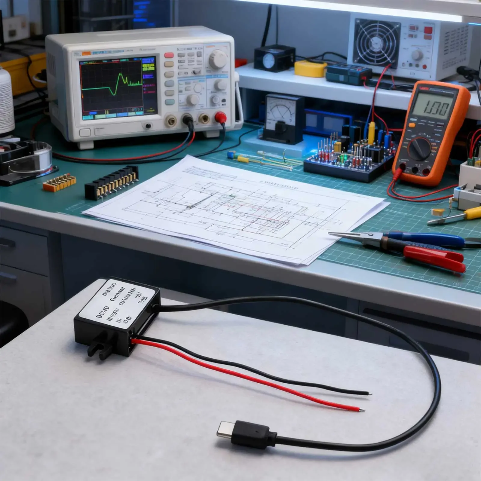 DC 12V 24V to 5V USB C Converter Stepdown Power Module 5A 25W with High Efficiency and Input Reverse Connection Protection
