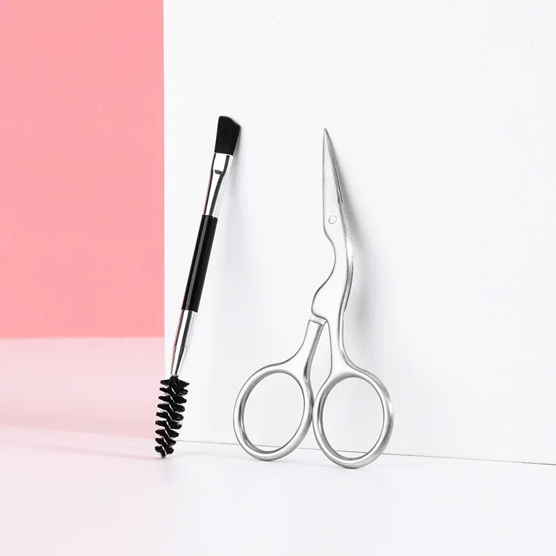 Black Eyebrow Trimming Scissors Stainless Steel Tweezers Scraping Eyebrow Comb Razor Eyebrow Clip Makeup Tools Sets