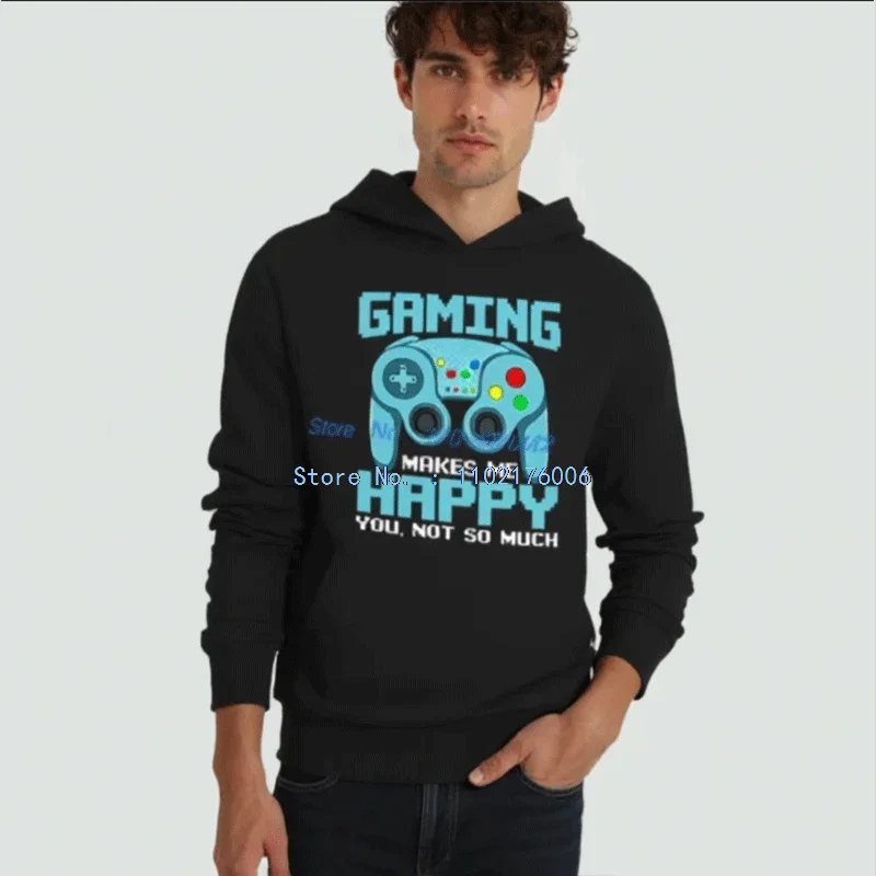 

Игры делают меня счастливым, а ты — нет так сильно. Модный свитер с принтом, забавный свитшот с графическим мемом, толстовка с капюшоном, мужская толстовка.