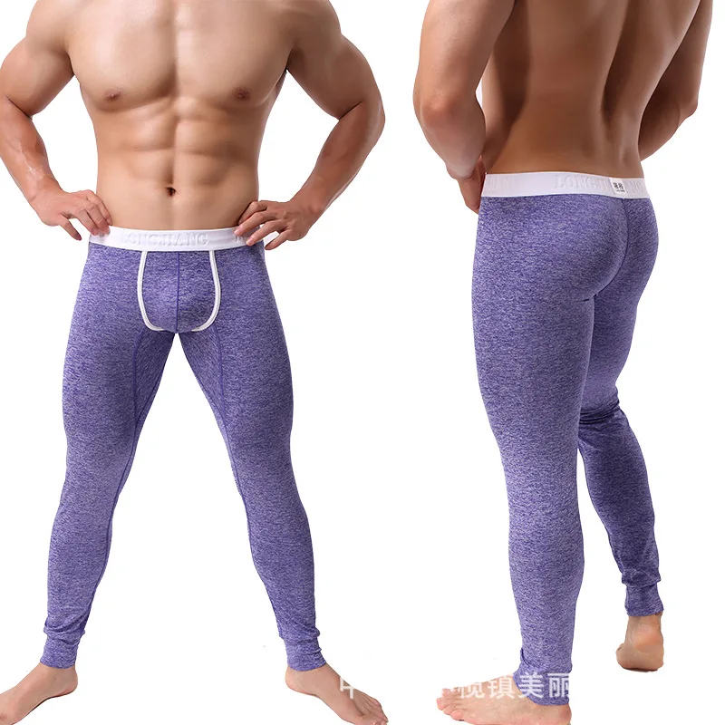 Winter new long Johns men U convex bag thin sexy leggings youth thermal pants fashionable pajama pants Sleep Bottoms