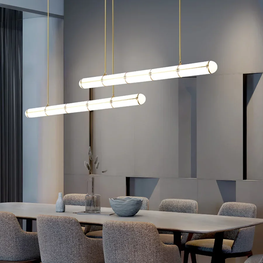 

Современный цилиндрический кухонный остров премиум-класса, подвесной светильник, скандинавский длинный подвесной светильник, люстра, подвеска для столовой