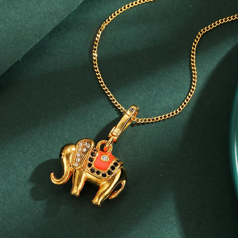 

1Pc Exquisite Handmade Diamond Enamel Red Blanket Elephant Pendant,Boy Creative Fashion Sweater Decor Accessories Jewelry Gift