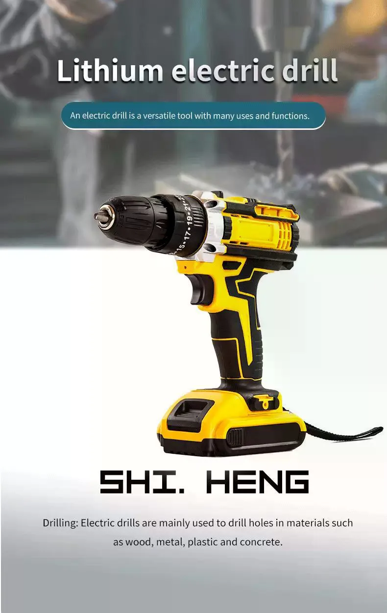 1 Set  21V Luxury Accessories Cordless Electric Drill Kit Rechargeable Lithium‑Ion Screwdriver Multifunctional Household Power Tool for DIY Home Repair Drilling