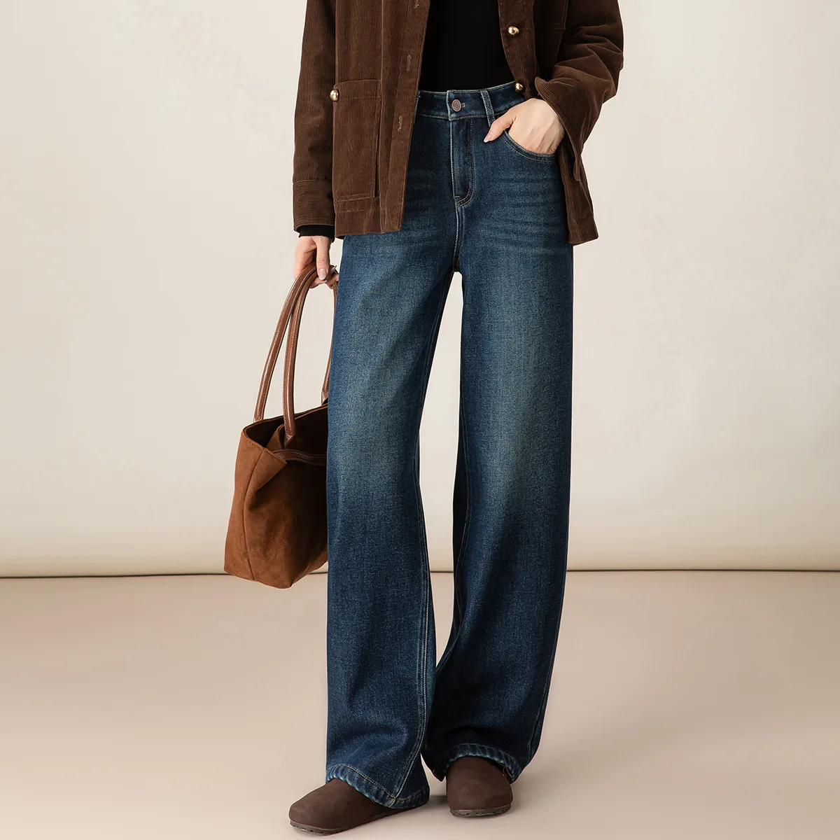 YJKDYK Thicken Vintage Jeans Women High Waisted Denim Pants Fashion Baggy Retro Design Casual Female Streetwear Outfits Pants