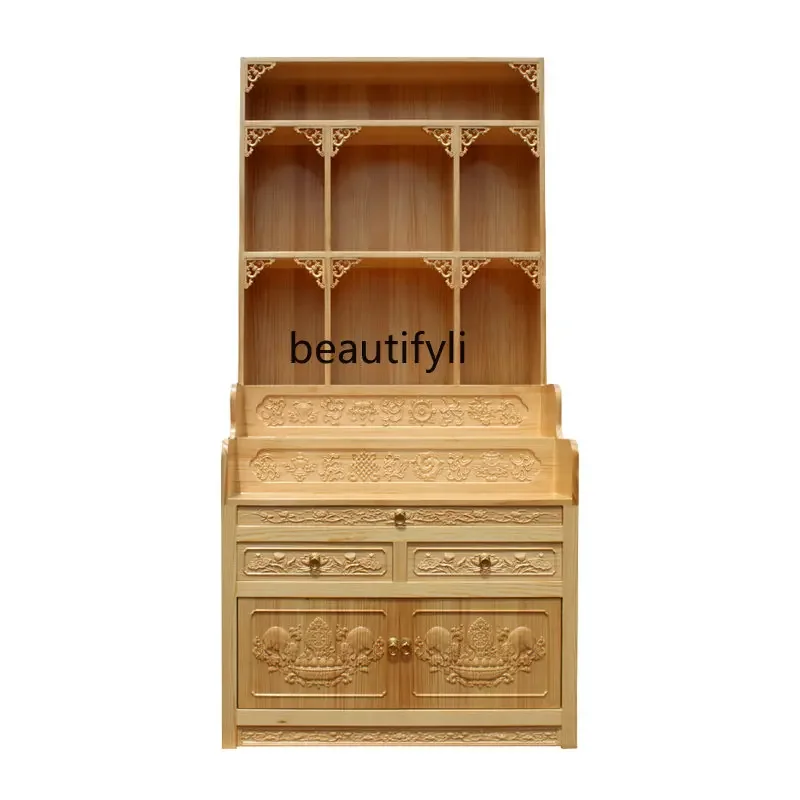 Solid Wood Clothes Closet Altar Buddha Shrine Household Altar Altar Economical Buddha Cabinet Buddha Table Tibetan Style