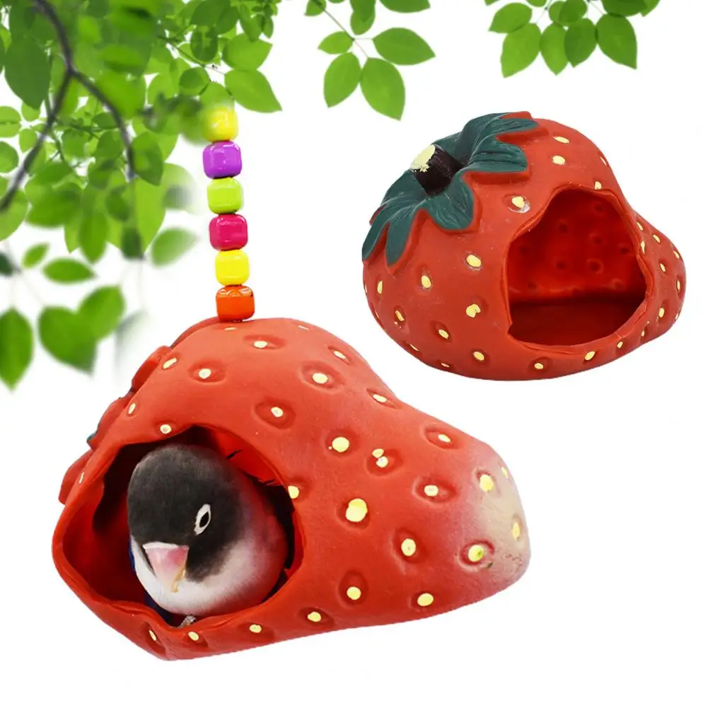 Cartoon Bird Sleeping Nest, Strawberry Shape, Pet Bird Hammock, Parrot House, Cage Accessories, Exquisite