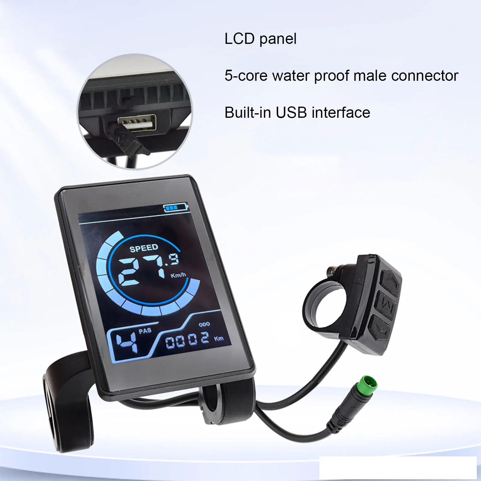 New Electric Bicycle LCD Display WaterProof 5 Pin Scooter LCD Control Panel for Electric Bikes Modification Cycling Accessories