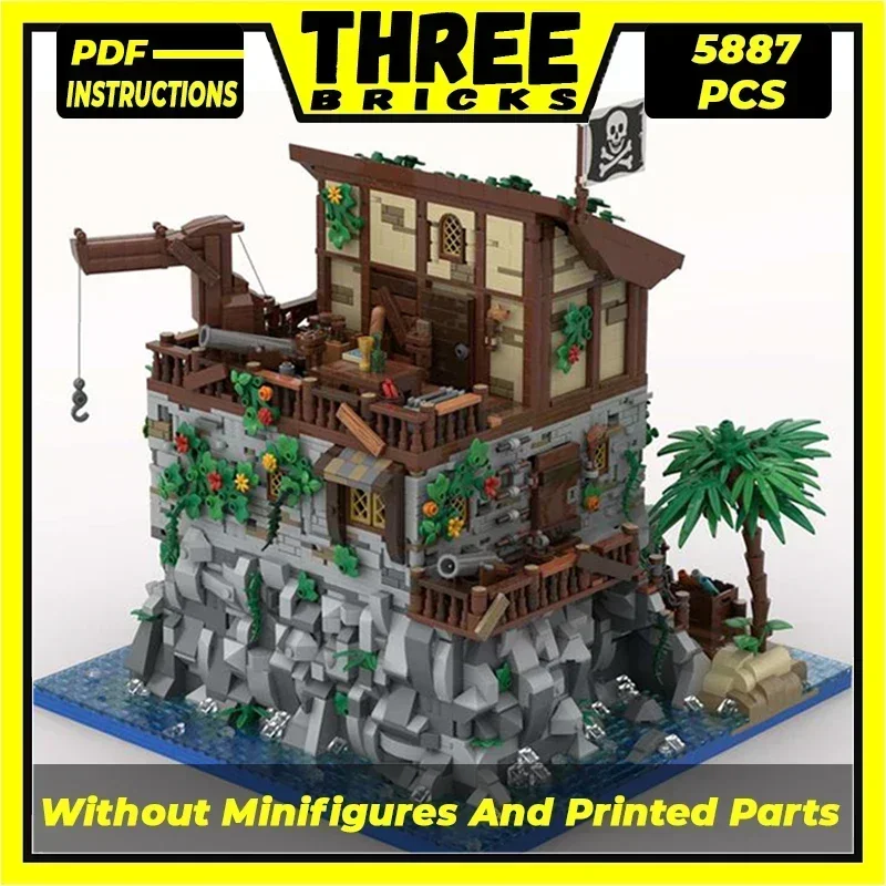 Moc Building Bricks Model Pirate Skull Island With Redbeard's house Technology Blocks Gifts Christmas Toys DIY Sets Assembly