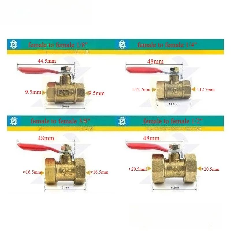 ข้อต่อวาล์วบอลทองเหลืองขนาดเล็ก 1/8 นิ้ว 1/4 นิ้ว 3/8 นิ้ว 1/2 นิ้ว เกลียวใน/เกลียวนอก ข้อต่อทองเหลืองสำหรับท่อทองแดง
