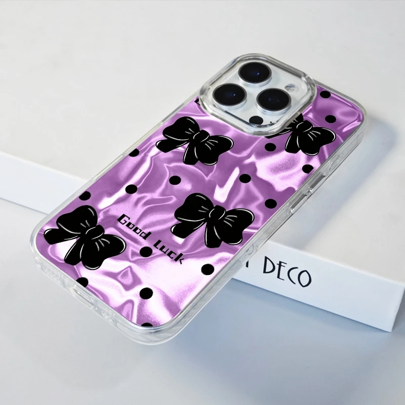 Colorful Love Heart Bow Girls  Phone Case For Apple iphone 15 16 14 13 Pro Max 16e 12 11 7 8 Plus XR SE Shockproof Fundas Cover