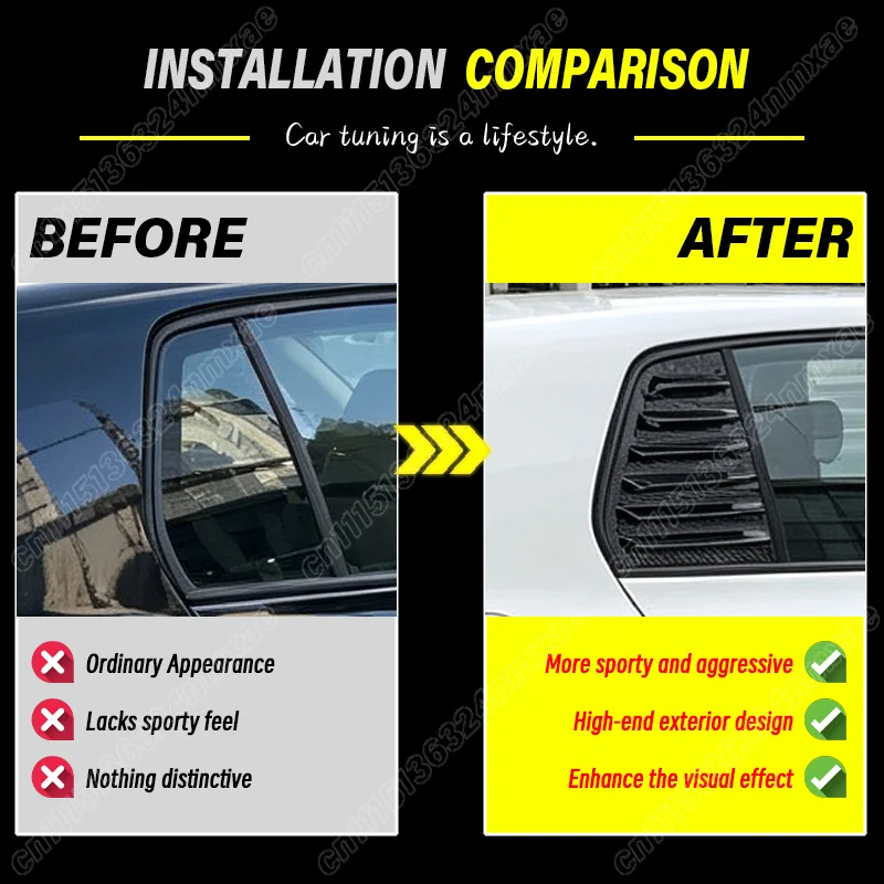 For VW Golf MK6 2008 2009 2010 2011 2012 Car Rear Side Street Combat Style Window Louvers Automobile Side Air Shutter Body Mod