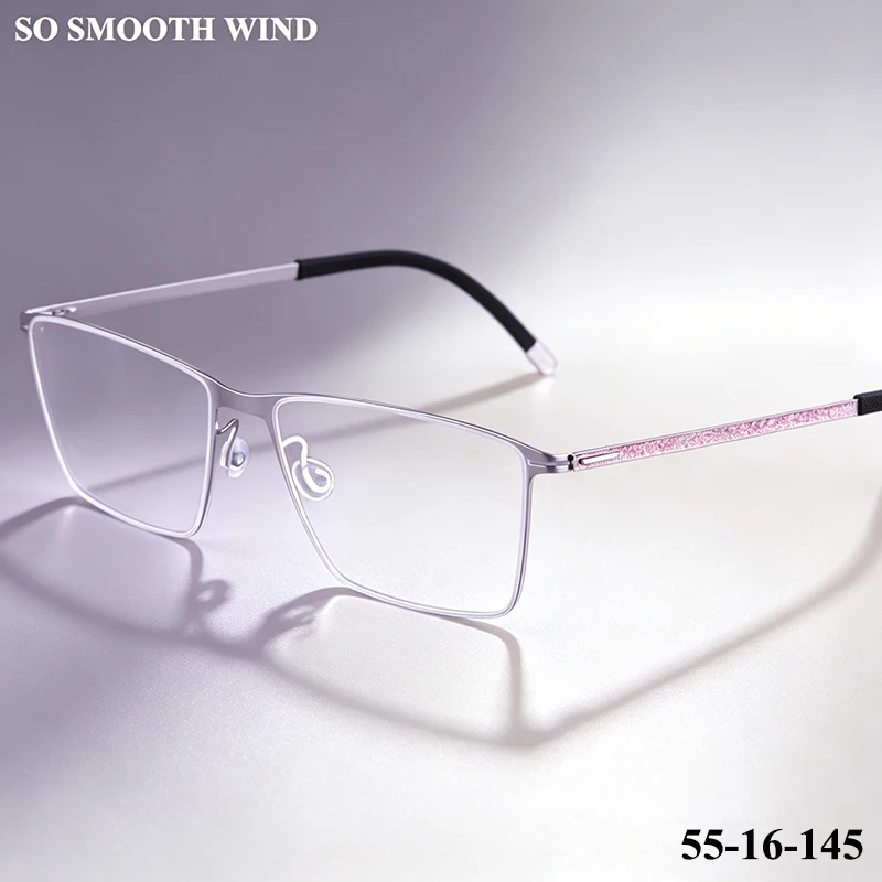 Handmade Ultralight Luxury Eyeglasses Men Square Screwless Titanium Glasses Frame V4109-D Women Pink Spectacles Designer Eyewear