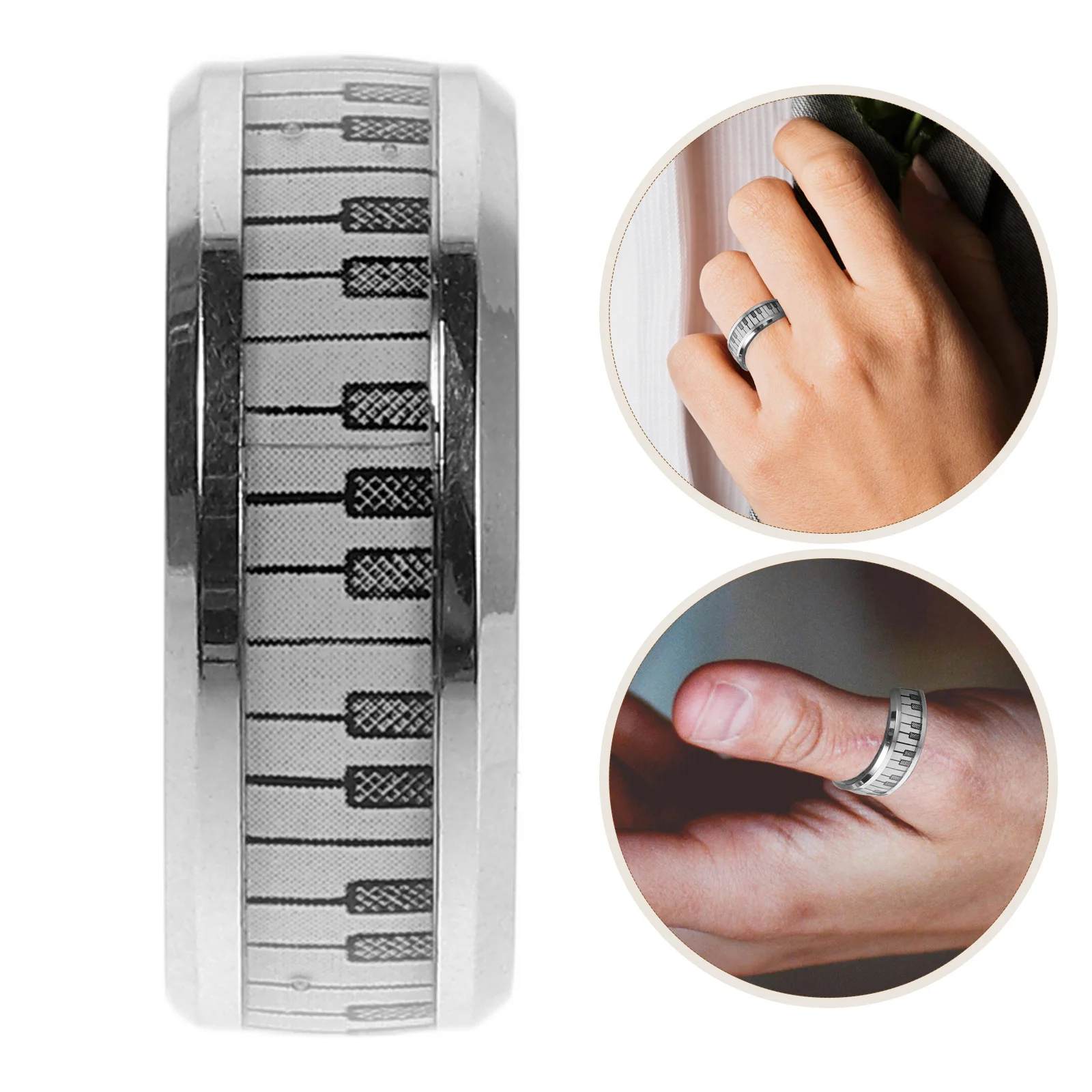 Men Stainless Steel Ring Piano Keyboard Music Ring Fashionable Jewelry Ornament for Music Parties Jewelry for Men Rings