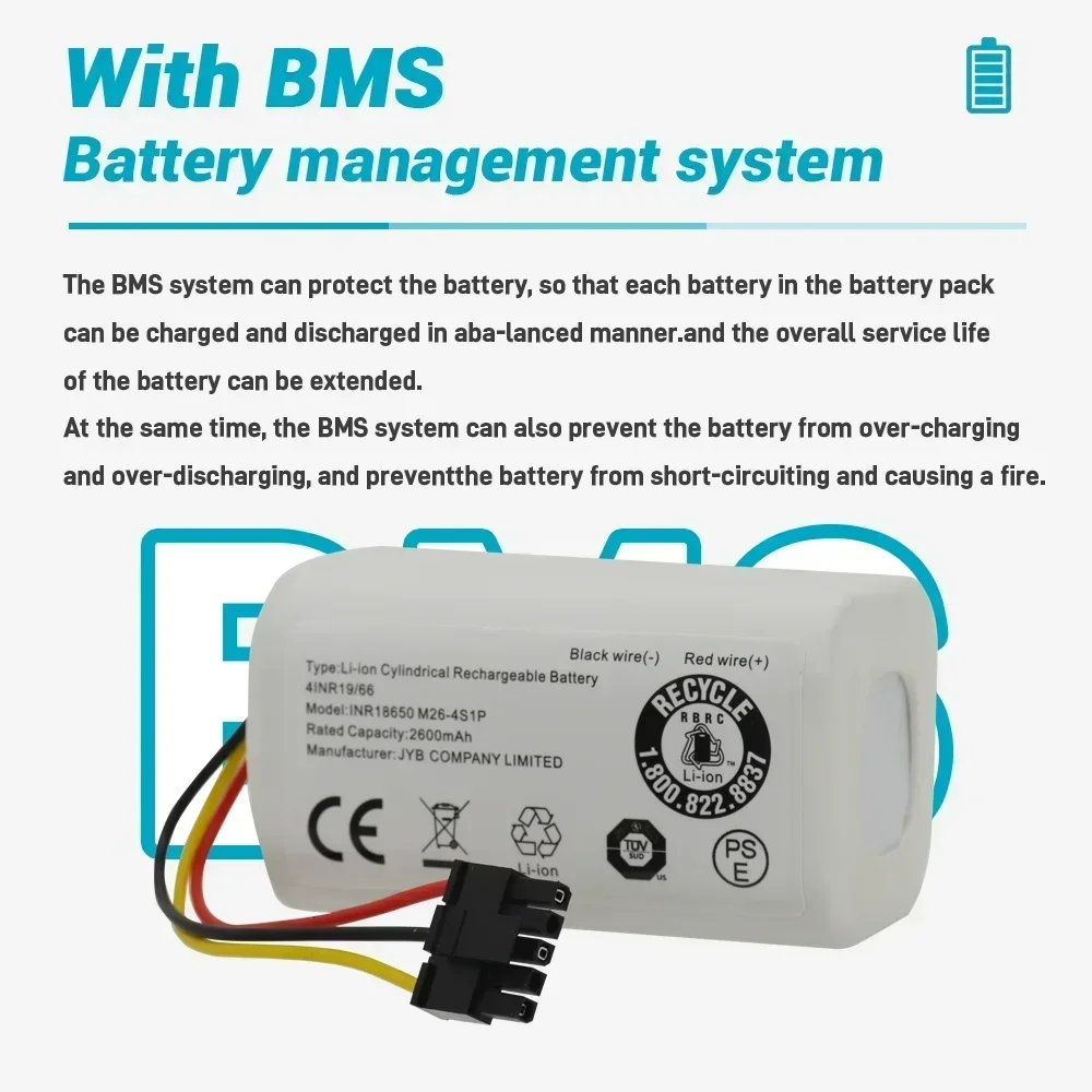 14.4V 3500mAh 100% New Original Rechargeable Li-ion Battery Pack for Xiaomi Mijia Mi Robot Vacuum Mop 2 Lite MJSTL
