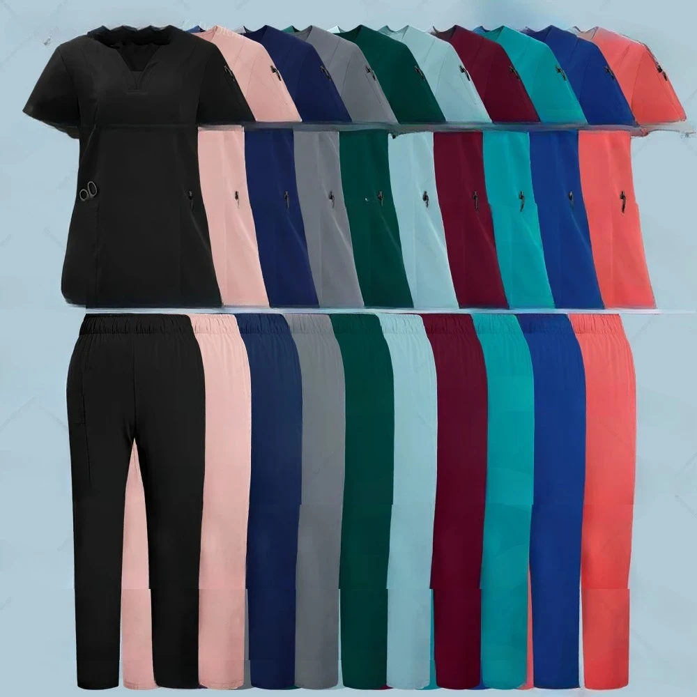 Anti-Wrinkle Premium Fabric Clinical Uniforms Washable Nurse Uniforms Medical Scrubs Sets Surgical Blouse Pockets Straight 2026