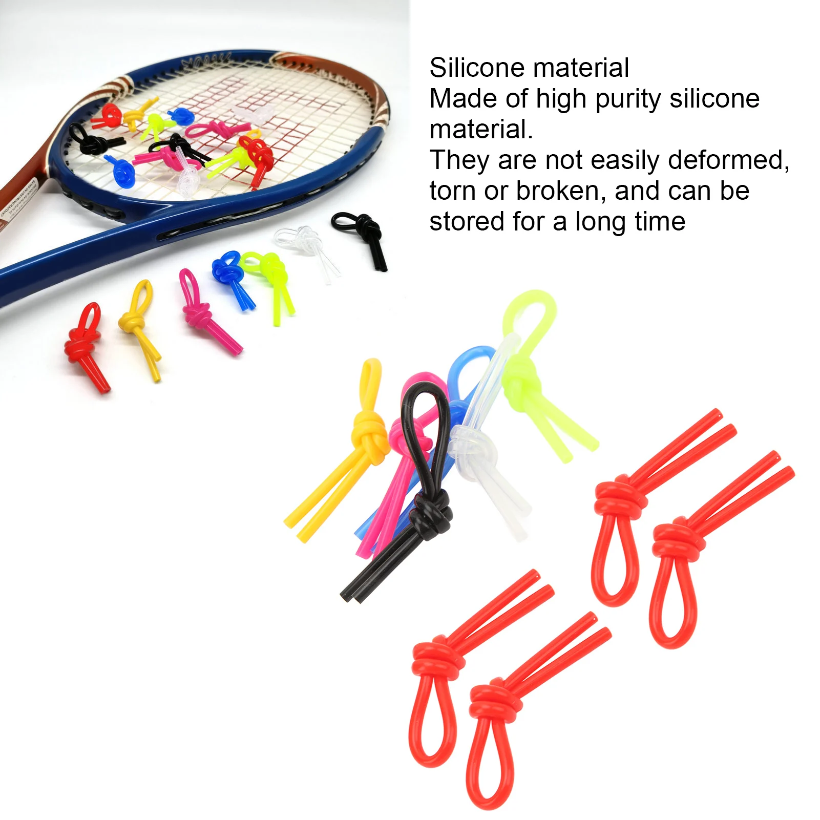 مُثبط اهتزاز من السيليكون للتنس ، عقدة مثبط ، ممتص صدمات لمضرب الاسكواش ، 10 وحده